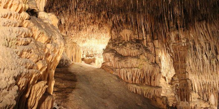 Bild von den Drachenhöhlen mit vielen Stalaktiten
